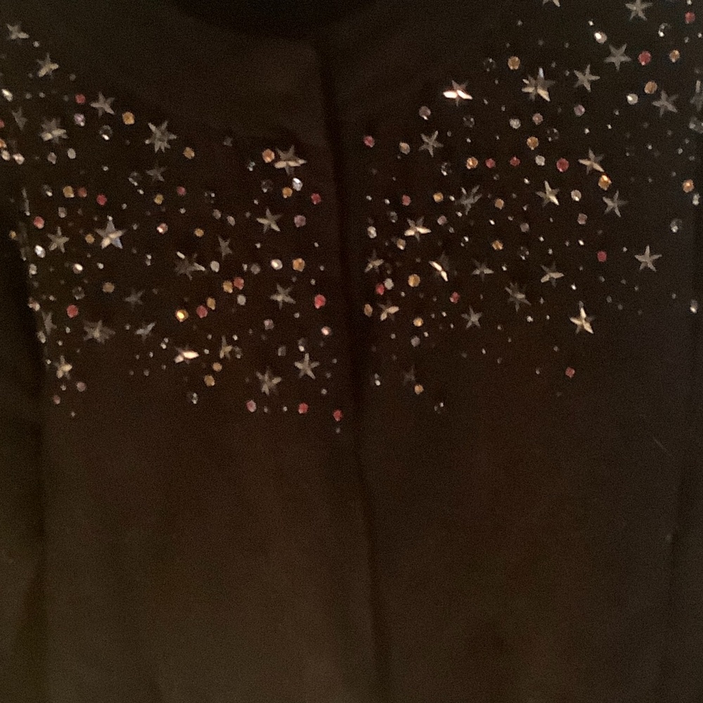 Women black cotton sweater with rhinestones
